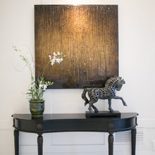 next to fireplace