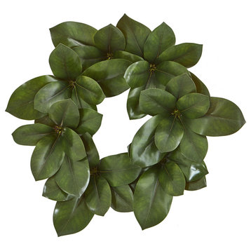 22" Magnolia Leaf Artificial Wreath