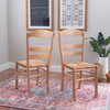 Linon Kip Beechwood Set of 2 Rush Seat Ladder Back Dining Chairs in Natural