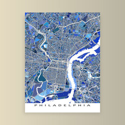 Blue Shapes Map Collection - Fine Art Prints