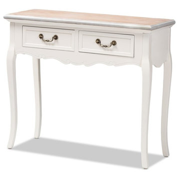 Capucine Two Tone Natural Whitewashed Oak and White 2Drawer Console Table