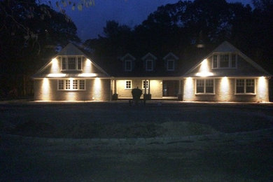 Mid-sized craftsman beige mixed siding exterior home idea in New York