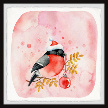 "Santa Bird" Framed Painting Print, 12x12