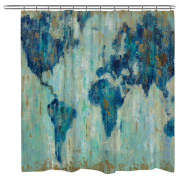 Laural Home Map of the World Shower Curtain