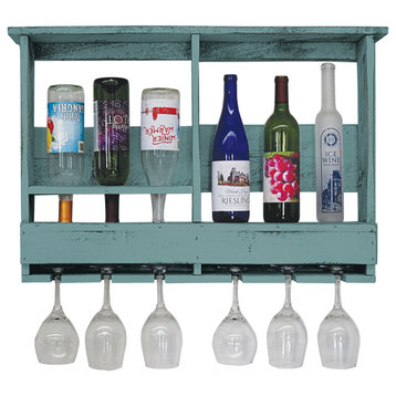 Farmhouse 6-Bottle Wine Shelf, Sea Foam Green