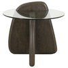 Modrest Buxton Mid-Century Modern Glass + Dark Walnut End Table