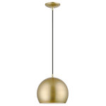 Livex Lighting - Livex Lighting 1 Light Soft Gold Pendant - The clean and crisp Piedmont pendant makes a contemporary statement with the smooth curve of its soft gold finish shade. A gleaming shiny white finish on the interior of the metal shade brings a refined touch of style. Polished brass finish accents complete the look.