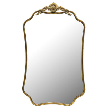 24"x37" Classic French Irregular Mirror With Antique Gold Finish Metal Frame