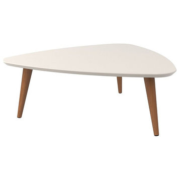 Manhattan Comfort Utopia High Triangle Coffee Table, Splayed Legs, Off White