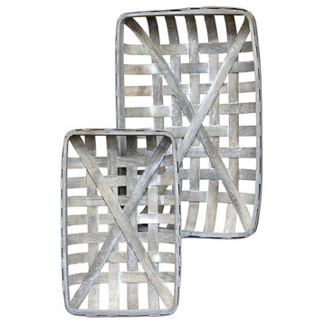 Gray Rectangle Tobacco Baskets, Set of 2