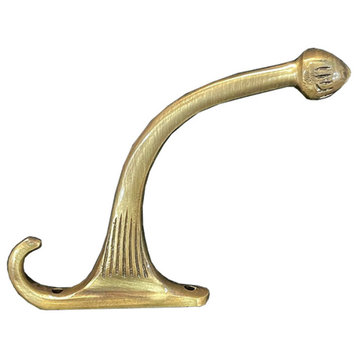 Brass Victorian Single Hook, Satin Brass