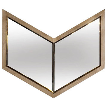 Chevren Silver Wood Frame Chevron Shaped Mirror