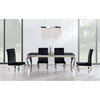 Global Furniture USA 42" Stainless Steel and Glass Dining Table in Black