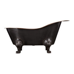 72" Mcquire Hammered Copper Slipper Clawfoot Tub with Bright Copper Interior - Products