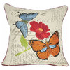 Papillon Embroidery Pillow, Butterfly on Poppy