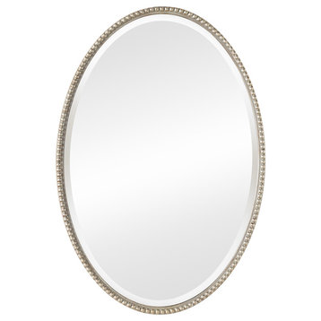 Benoit Antique Silver Oval Accent Wall Mirror