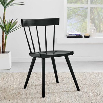 Side Dining Chair, Black, Wood, Modern, Kitchen Bistro Restaurant Hospitality