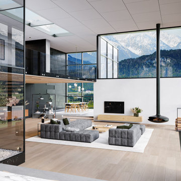 Großzügiges Wohnzimmer einer Alpenvilla