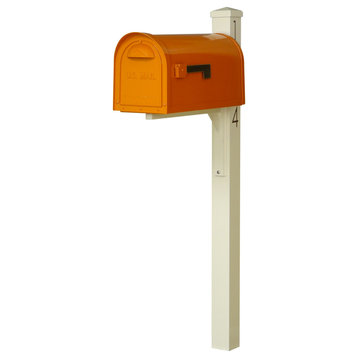 Mid Modern Dylan Curbside Mailbox and Post, Orange