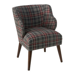 Universal Lighting and Decor - T-bird Neo Plaid Black Fabric Armchair - Bar Stools And Counter Stools