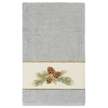 Linum Home Textiles Turkish Cotton Pierre Embellished Bath Towel, Light Gray