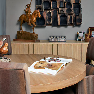 Game Table With Open-Back Chairs in Husband's Study/Entertainment Area