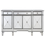 Elegant Lighting - 3 Drawer 4 Door Cabinet L60"W14"H36" Silver Clear, Silver/Clear Mirror - This mirrored cabinet is a stylish addition to your home. Featuring 3 drawers and 4 cabinet doors with plenty of room for storage, you'll love the reflective surface.
