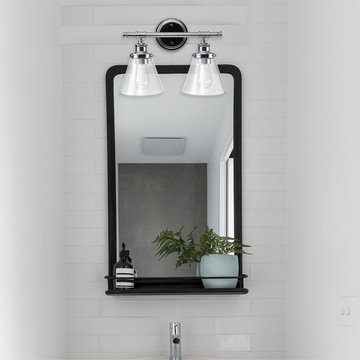 Parker 2-Light Vanity Light, Chrome, Clear Glass Shades