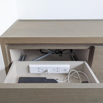 Nightstand Charging Drawer with UK-Compatible Trio Outlet