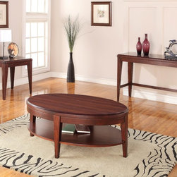 HOMELEGANCE 2PCS BEAUMONT MODERN BROWN CHERRY WOOD COFFEE TABLE SET - Coffee Table Sets