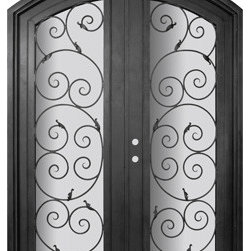 Orvieto 72x96 Arch Top Forged Iron Double Door 14 Gauge Steel - Front Doors