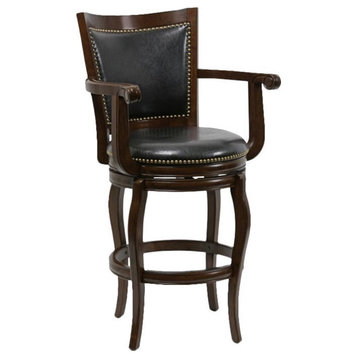 Bowery Hill 31" Transitional Wood Swivel Bar Stool in Cappuccino/Black