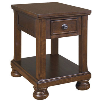 Bowery Hill 1 Drawer End Table in Rustic Brown