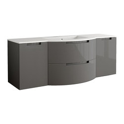 Italian 67 inch Modern Floating Bathroom Vanity Slate Finish - Bathroom Vanities And Sink Consoles