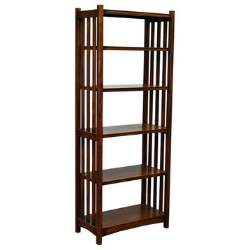 Crafters and Weavers Arts and Crafts Wood Bookcase in Walnut Finish