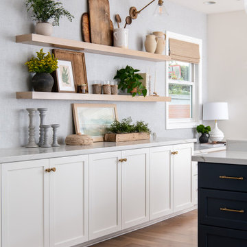 New white cabinets including a wine refrigerator