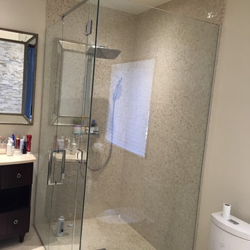 Mosaic Ceramic Tile Shower Wall w/ Walk In Shower