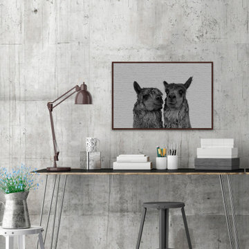 "Llama Couple" Floater Framed Painting Print on Canvas