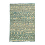 Crete Tribal Rug, Blue and Beige, 5'3"x7'6", 7'10"x10'10"