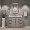 Hugo 48 Single Sink White Marble Countertop Vanity, Gray Oak With Hook Faucet