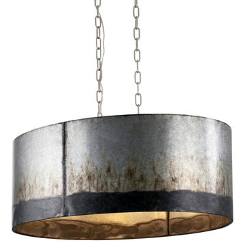 Varaluz 323N06 Cannery 30"W Linear Drum Chandelier - Ombre Galvanized