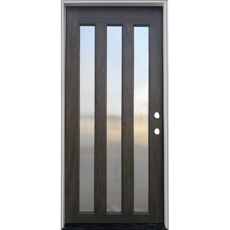 Entry Door Contemporary 3-Lite Ash Mahogany Left-Hand, 4-9/16"
