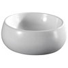 Circular White Ceramic Vessel Bathroom Sink, No Hole