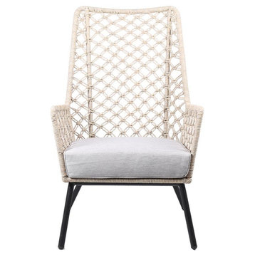 Marco Polo Indoor Outdoor Steel Lounge Chair With Natural Springs Rope and...