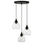 Livex Lighting - Catania 3 Light Black With Brushed Nickel Accents Multi Pendant - The Catania three light multi pendant suspends simply and will adapt well over a kitchen countertop, in the living room, foyer or a dining room. It is shown in a black finish with brushed nickel finish accents and clear glass.