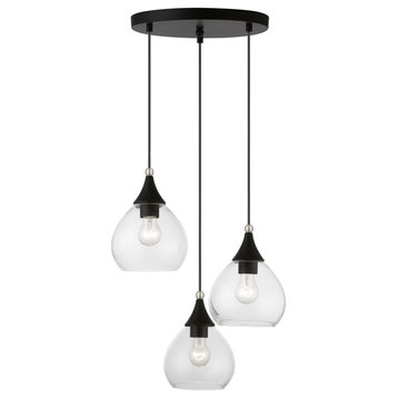 Catania 3 Light Black With Brushed Nickel Accents Multi Pendant