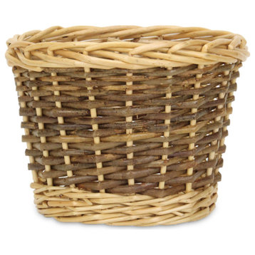 Mitel Round Willow Basket - Medium Brown Two-Tone