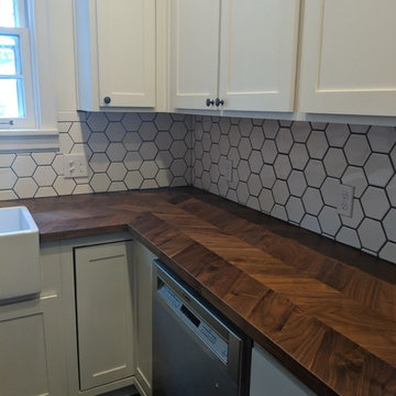 Kitchen Backsplash, Window, and Shelving