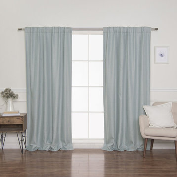 Woven Faux Linen Back Tab Curtains with Blackout Lining