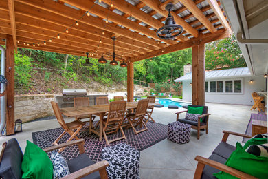 Design ideas for a large transitional full sun backyard concrete paver retaining wall landscape in Austin for spring.